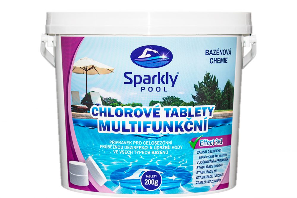 SparklyPool Sparkly POOL Chlorové tablety do bazénu 6v1 multifunkční 200g 3 kg