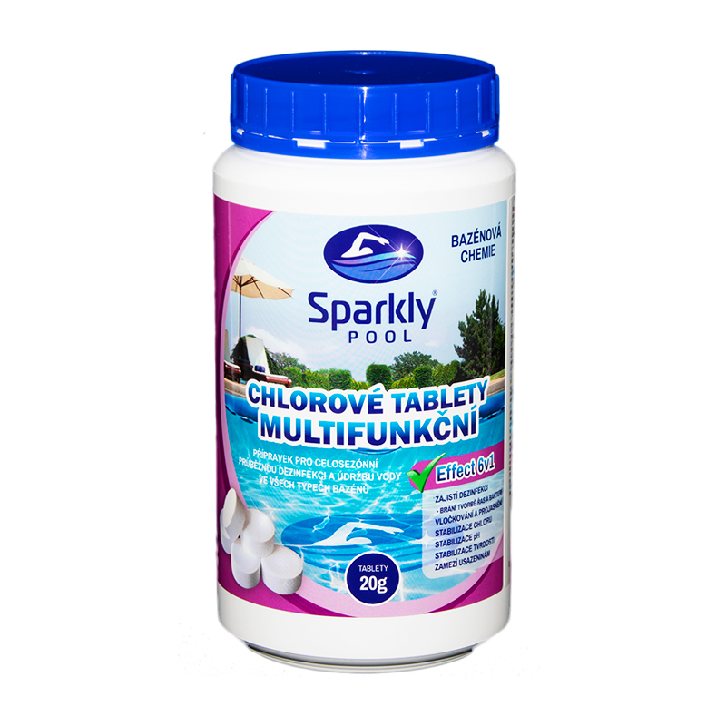 SparklyPool Sparkly POOL Chlorové tablety do bazénu MINI 6v1 multifunkční 20g 1 kg