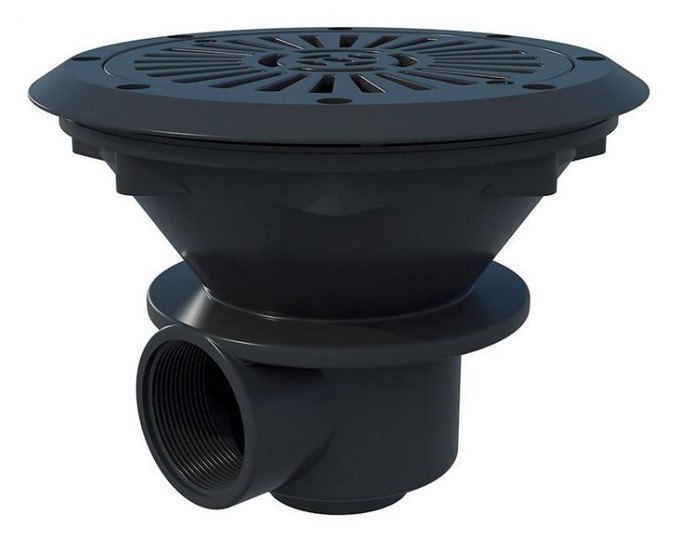 Vagnerpool Podlahová bazénová dnová výpust tmavě šedá (RAL7016 - Antracit) pro foliové betonové bazény