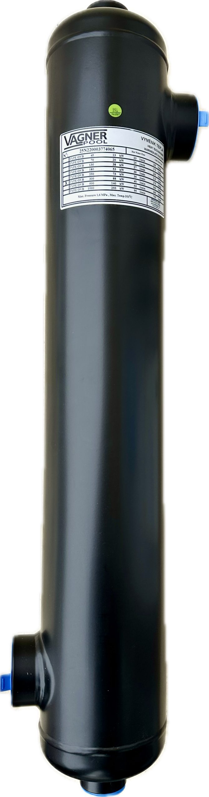 Vagnerpool Bazénový výměník OVB 500 - 145kW pro bazén do 140m3