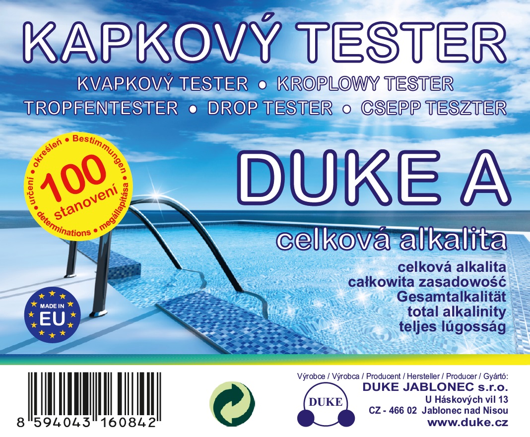 Poolservis DUKE Kapkový tester A na alkalitu vody