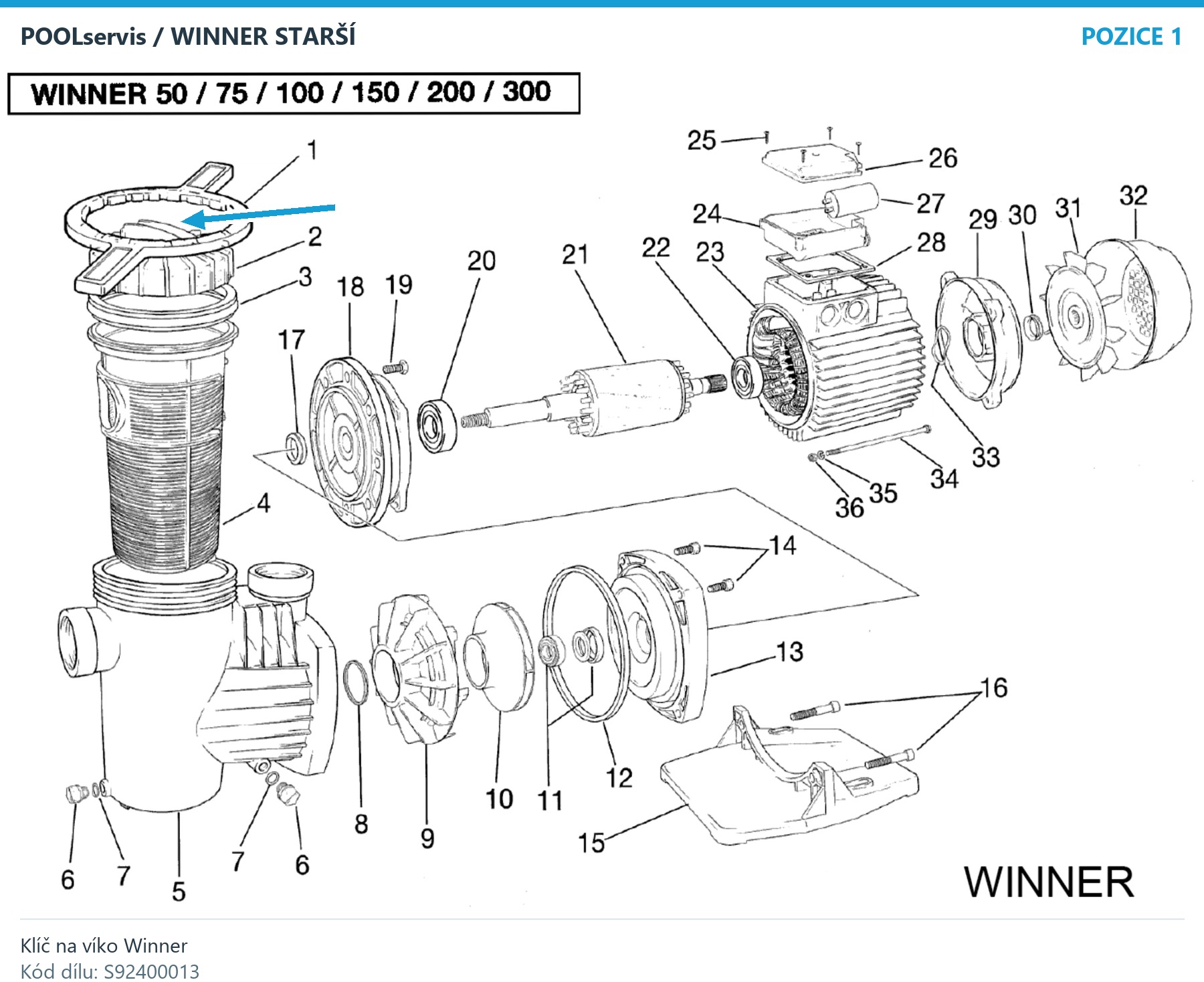 Klíč na víko Winner – S92400013