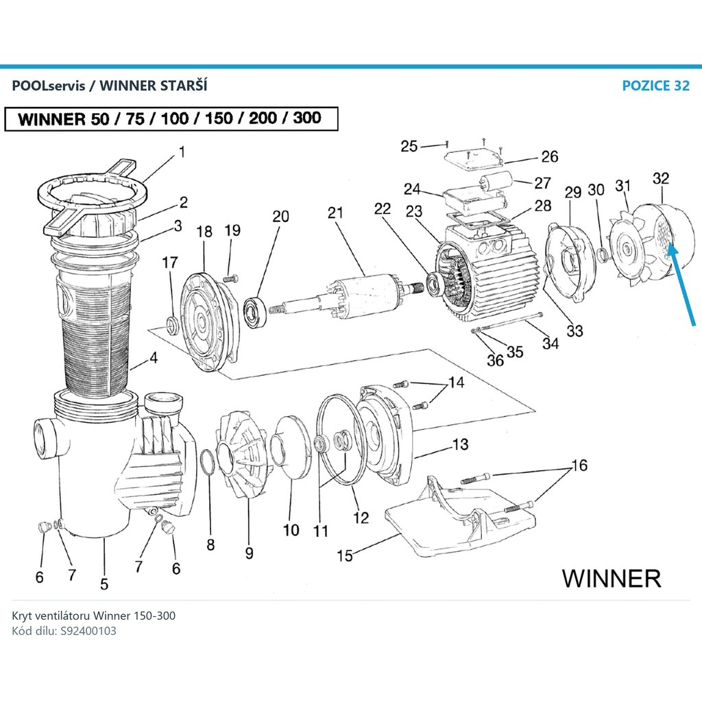 Kryt ventilátoru Winner 150-300 – S92400103