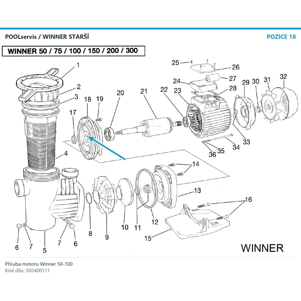 Příruba motoru Winner 50-100 – S92400111