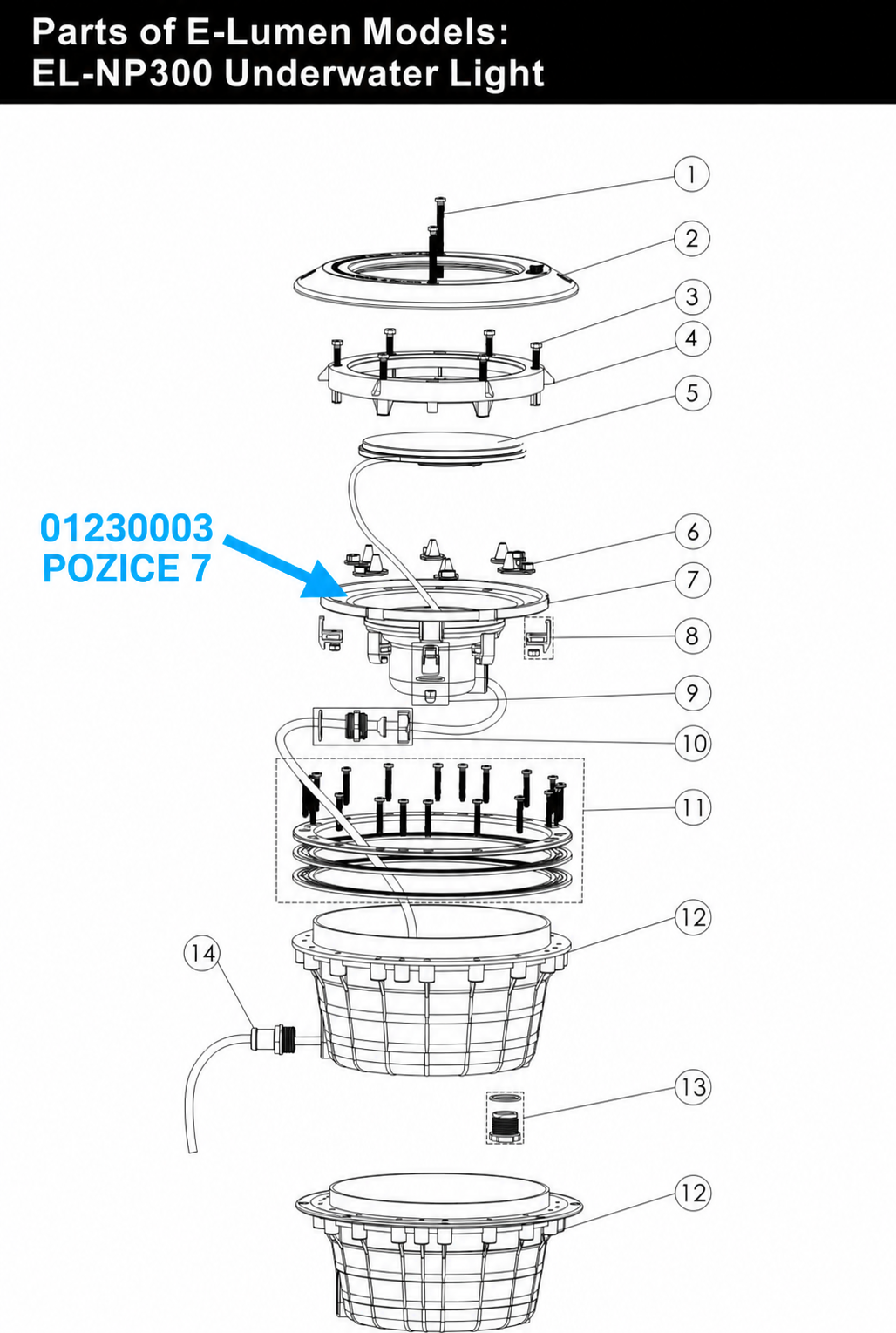 Zadní vodotěsný kryt Emaux NP300 / EL-NP300 – 01230003